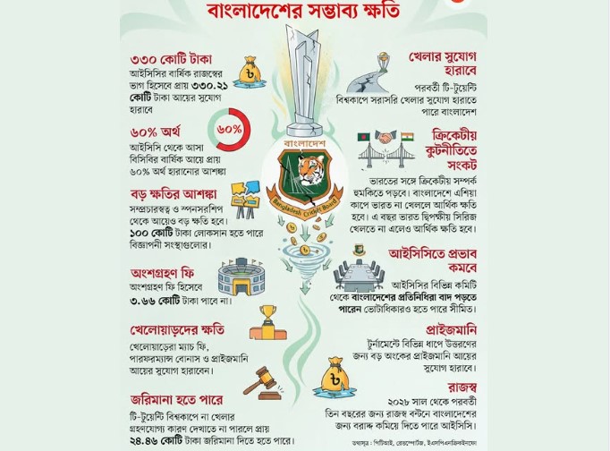 টি–টোয়েন্টি বিশ্বকাপে না খেললে বাংলাদেশের আর্থিক ক্ষতি কতটা?